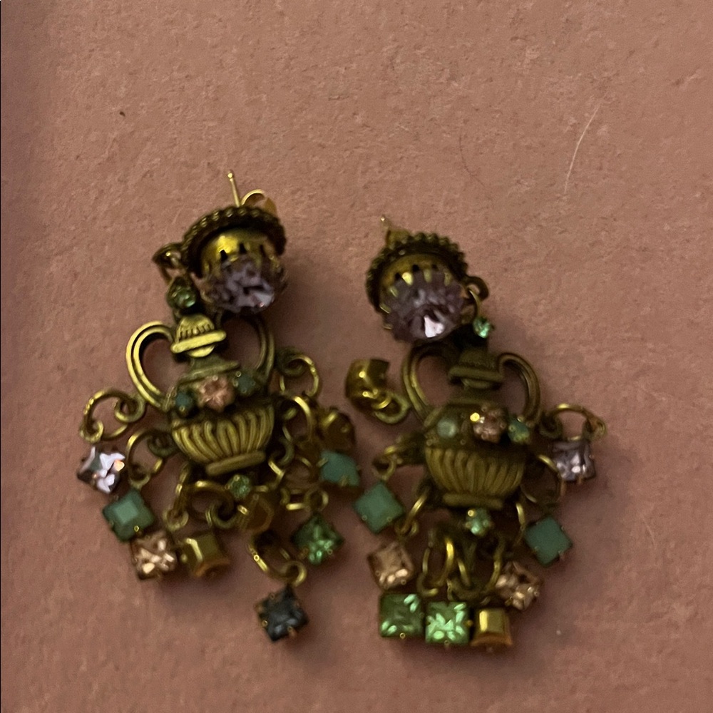 Zander Elliott Designer For Lunch At The Ritz Multicolor Gold Tone Earrings